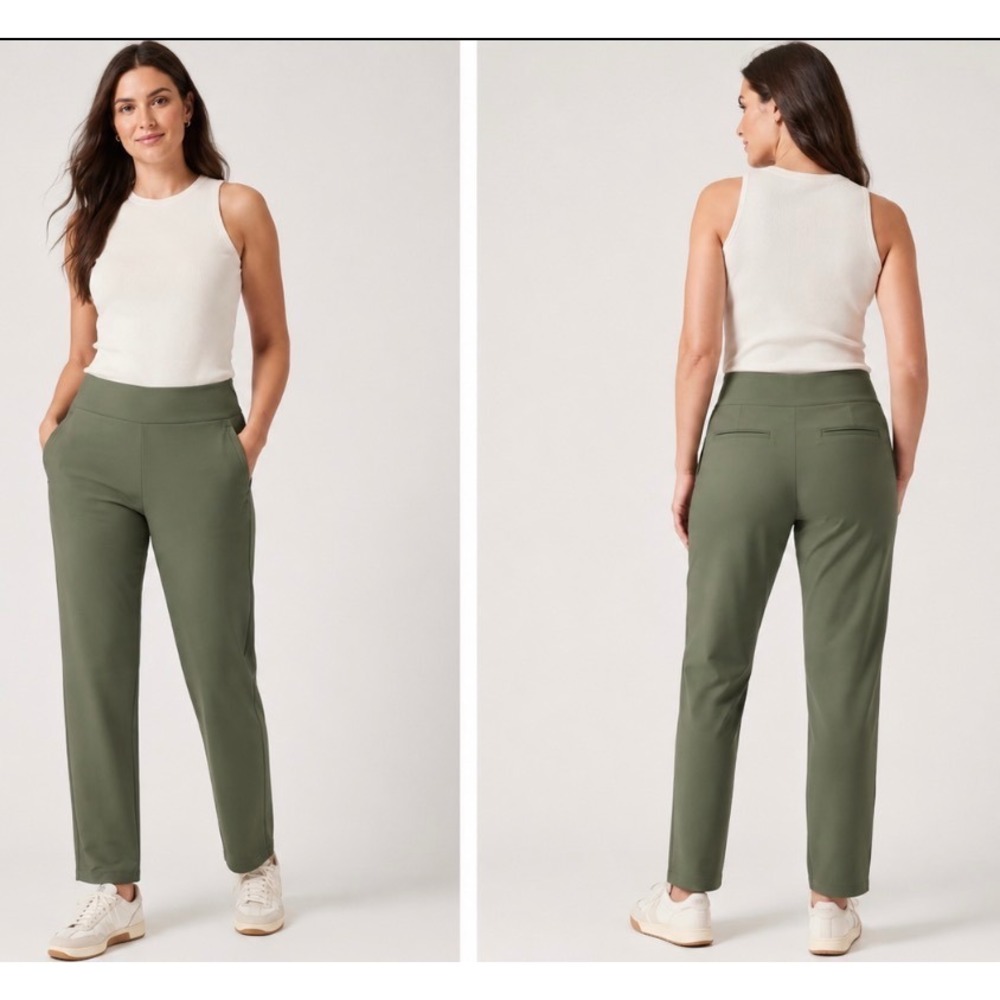 Athleta Endless High Rise Pant Womens 12 TALL Olive Green PrimaStretch Workwear